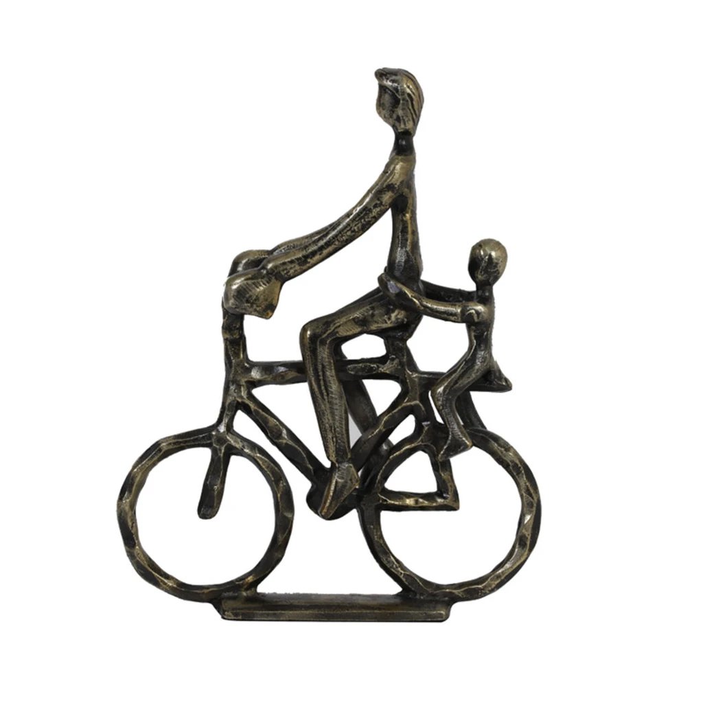 2M Escultura Ciclista 30cm Bronce Antiguo