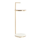 2M Mesa Leda Marmol 76cm Blanco y Bronce
